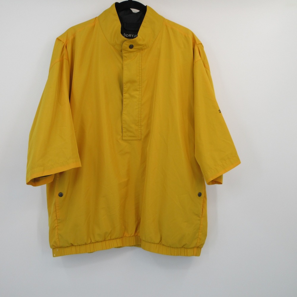 FootJoy DryJoys Mens Large Yellow Short Sleeve Golf Pullover Windbreaker Jacket